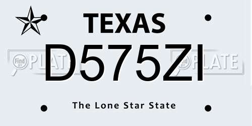 D575ZI Texas License Plate