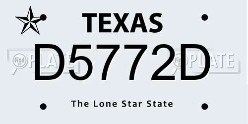 D5772D Texas License Plate