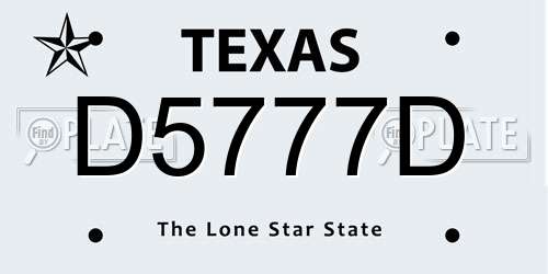D5777D Texas License Plate