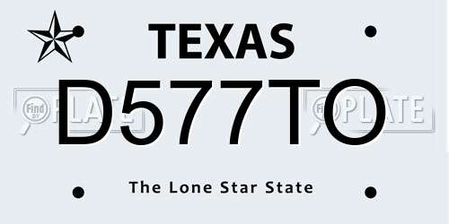 D577TO Texas License Plate