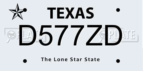 D577ZD Texas License Plate