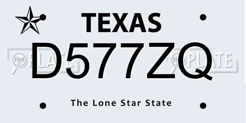 D577ZQ Texas License Plate