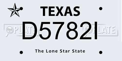 D5782I Texas License Plate