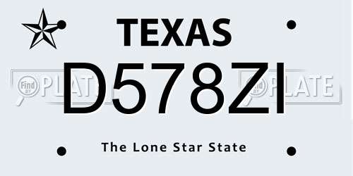 D578ZI Texas License Plate