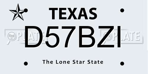 D57BZI Texas License Plate