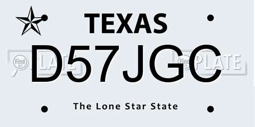 D57JGC Texas License Plate