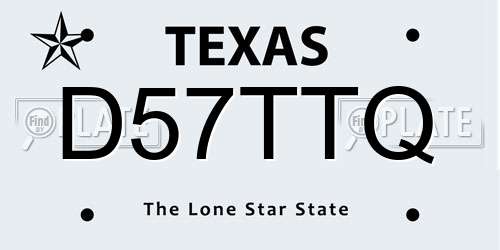 D57TTQ Texas License Plate