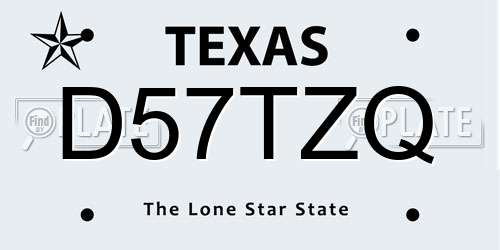 D57TZQ Texas License Plate