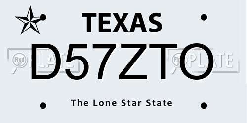 D57ZTO Texas License Plate