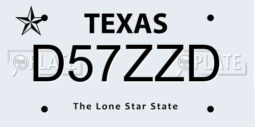 D57ZZD Texas License Plate