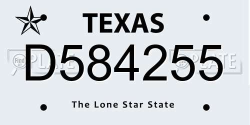 D584255 Texas License Plate