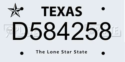 D584258 Texas License Plate