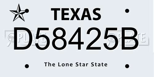 D58425B Texas License Plate