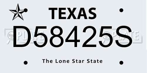 D58425S Texas License Plate