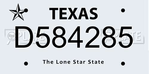 D584285 Texas License Plate
