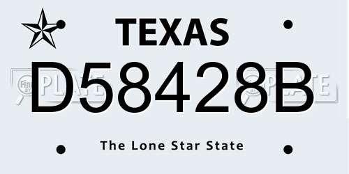 D58428B Texas License Plate
