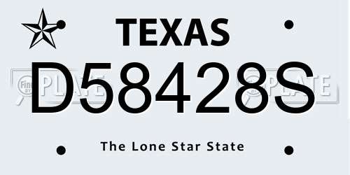 D58428S Texas License Plate