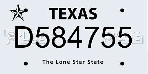 D584755 Texas License Plate