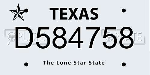 D584758 Texas License Plate