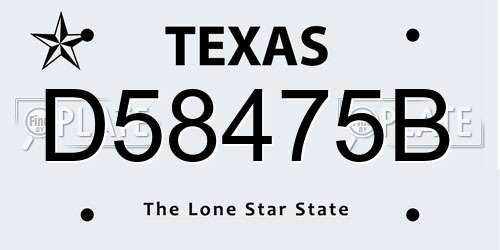 D58475B Texas License Plate
