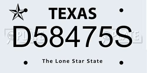 D58475S Texas License Plate