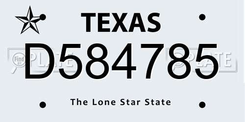 D584785 Texas License Plate