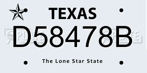 D58478B Texas License Plate