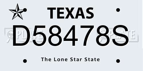 D58478S Texas License Plate