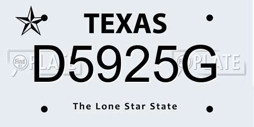 D5925G Texas License Plate