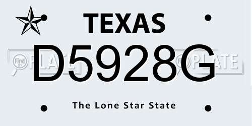 D5928G Texas License Plate
