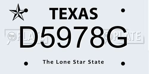 D5978G Texas License Plate