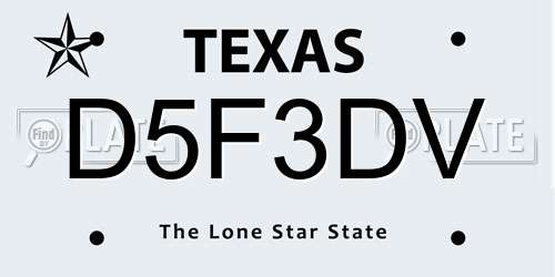 D5F3DV Texas License Plate