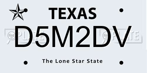 D5M2DV Texas License Plate