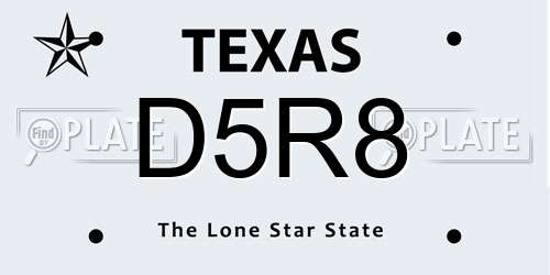 D5R8 Texas License Plate