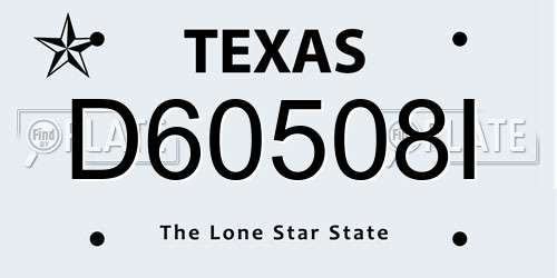 D60508I Texas License Plate