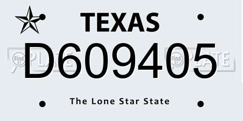 D609405 Texas License Plate
