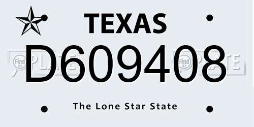 D609408 Texas License Plate