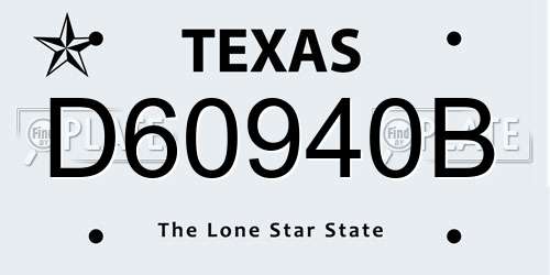 D60940B Texas License Plate