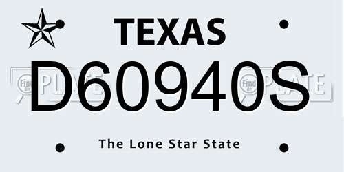D60940S Texas License Plate