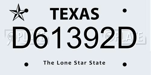 D61392D Texas License Plate