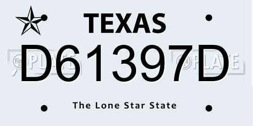 D61397D Texas License Plate