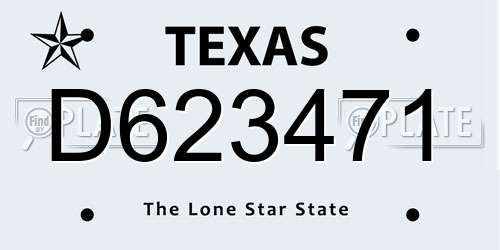 D623471 Texas License Plate