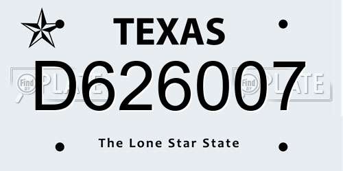 D626007 Texas License Plate