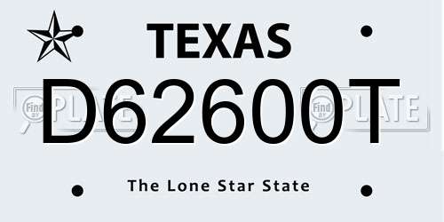 D62600T Texas License Plate