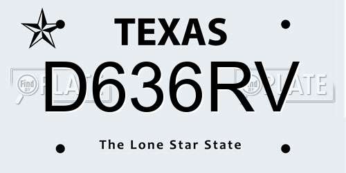 D636RV Texas License Plate