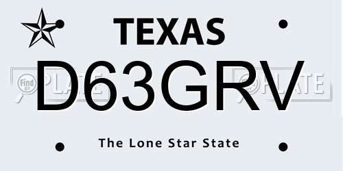 D63GRV Texas License Plate