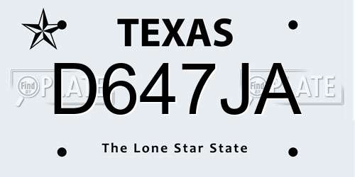 D647JA Texas License Plate