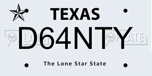 D64NTY Texas License Plate