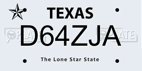 D64ZJA Texas License Plate