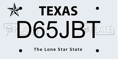 D65JBT Texas License Plate